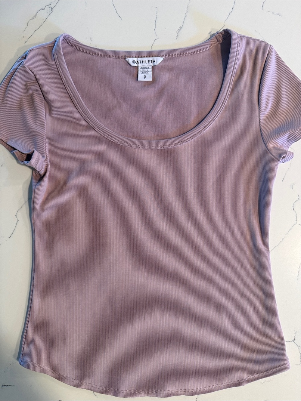 Athleta Scoop Neck Ribbed Tee — Dusty Mauve